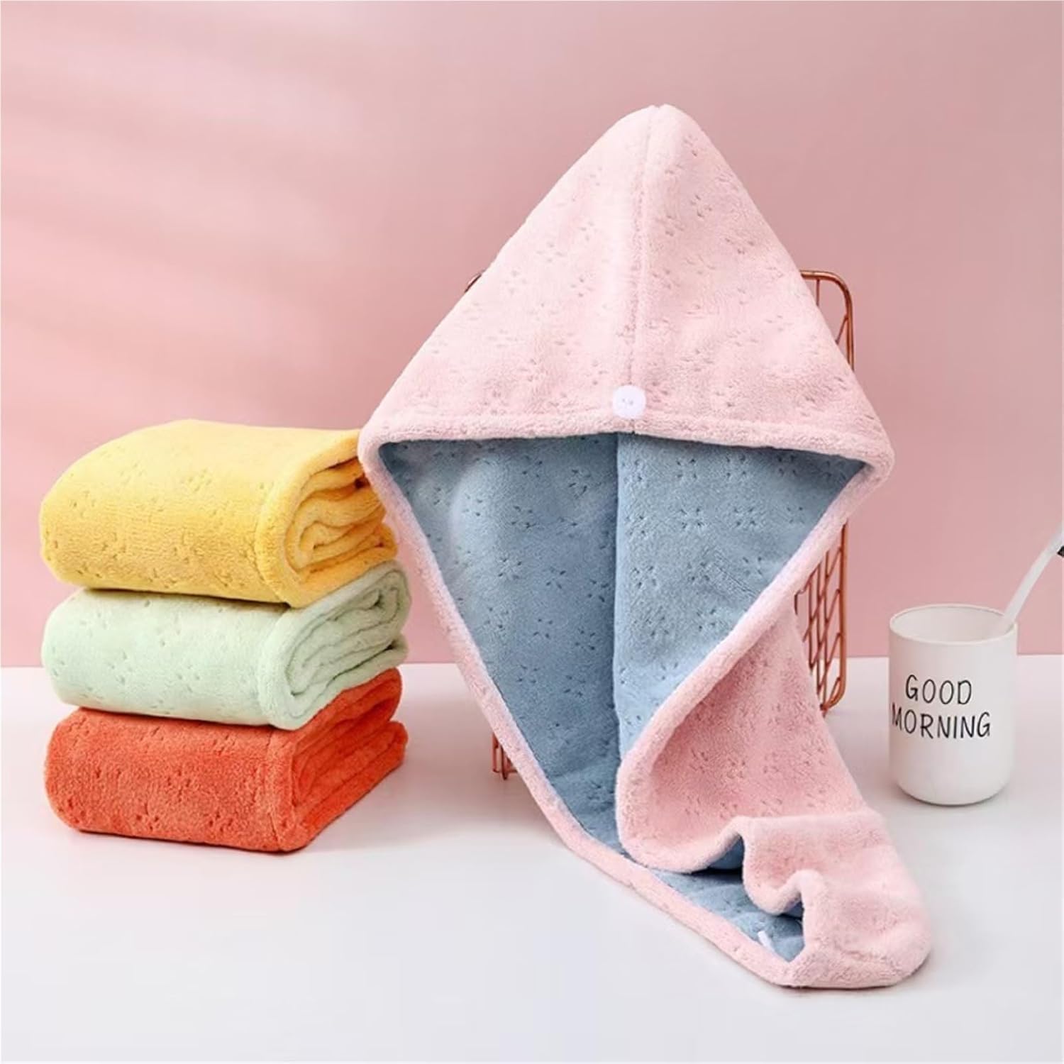 Hair Towel Hair Wrap Hair Towel Double Layer Water Absorption Hair Towel Wrap for Women Hair Drying Towel Quick Drying Shower Cap Hair Wrap Towels(Orange)