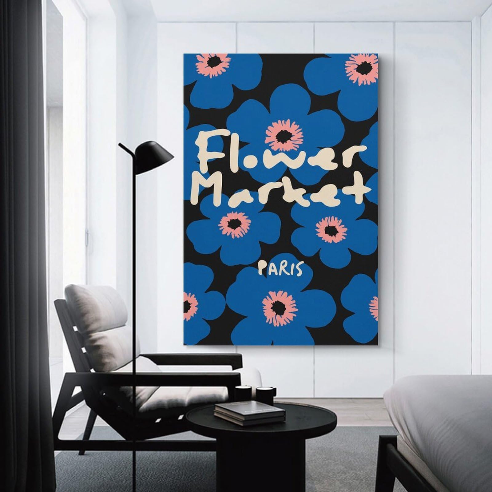 Junmoney Unframe-Style-17 Canvas Wall Decor Flower Market Paris Floral Pattern, 24X36inch(60X90cm), For Gallery Wall Layouts In Home Or Office, Home Wall Art For Statement Displays