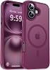 URUCHI Powerful Magnetic iPhone 16 Phone Case, [Compatible with Mag-Safe] [Military Level Drop Protection] [Strong Silicone Edges] Thin Translucent Mat Protective Case, Plum