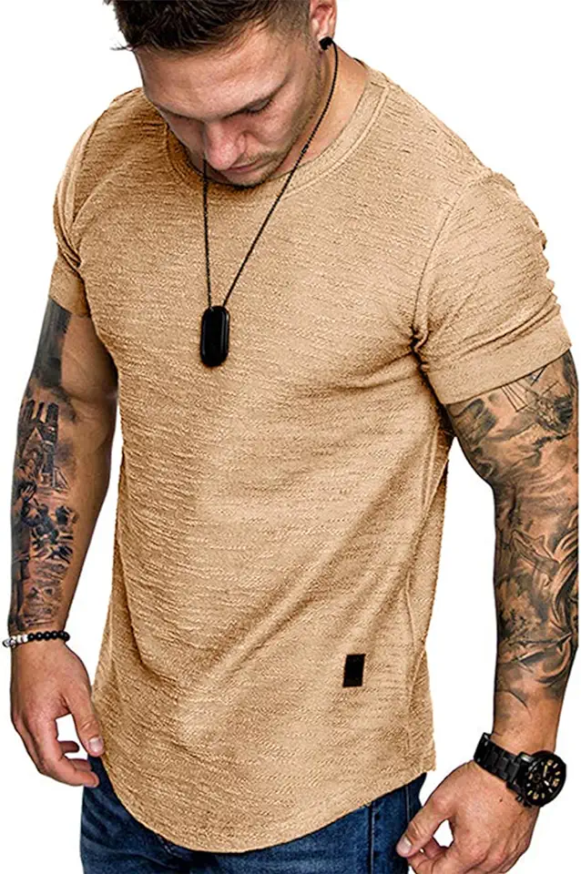 Uni Clau Fashion Mens T Shirt Muscle Gym Workout Athletic Shirt Cotton Tee Shirt Top
