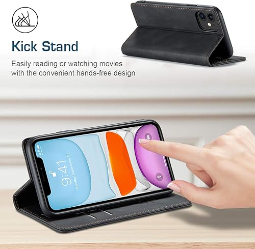 Miniatura 5 de japezop Funda compatible con iPhone 11, iPhone 11 con bloqueo RFID, soporte de tarjetero, funda de cuero con tapa para iPhone 11 de 6.1 pulgadas