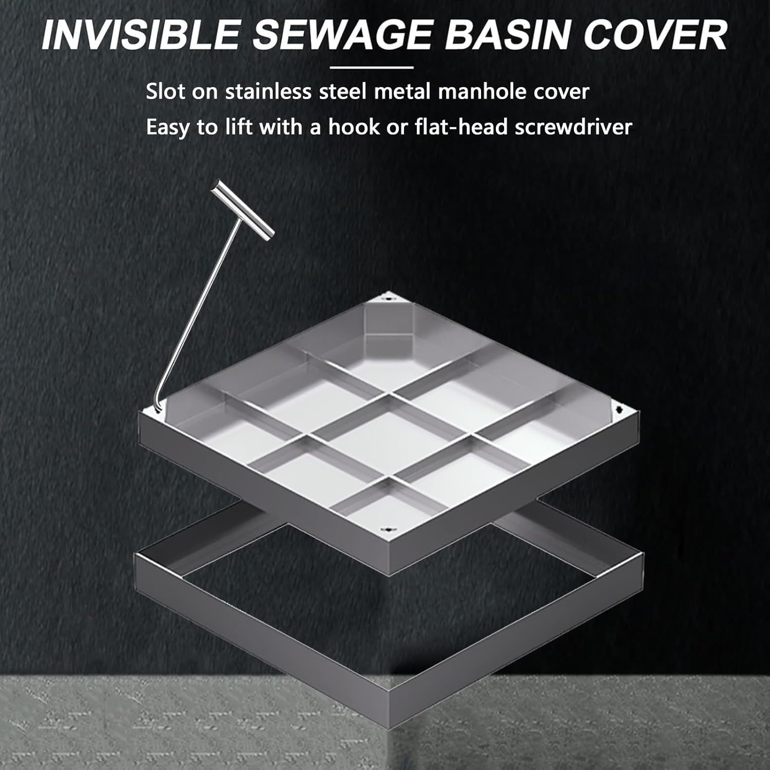 Heavy-Duty Stainless Steel Septic Tank Cover - 2.6 Tons Load Capacity, Recessed Manhole Cover for Driveways, Yards & Walkways (15.7"x15.7") - Durable & Weatherproof