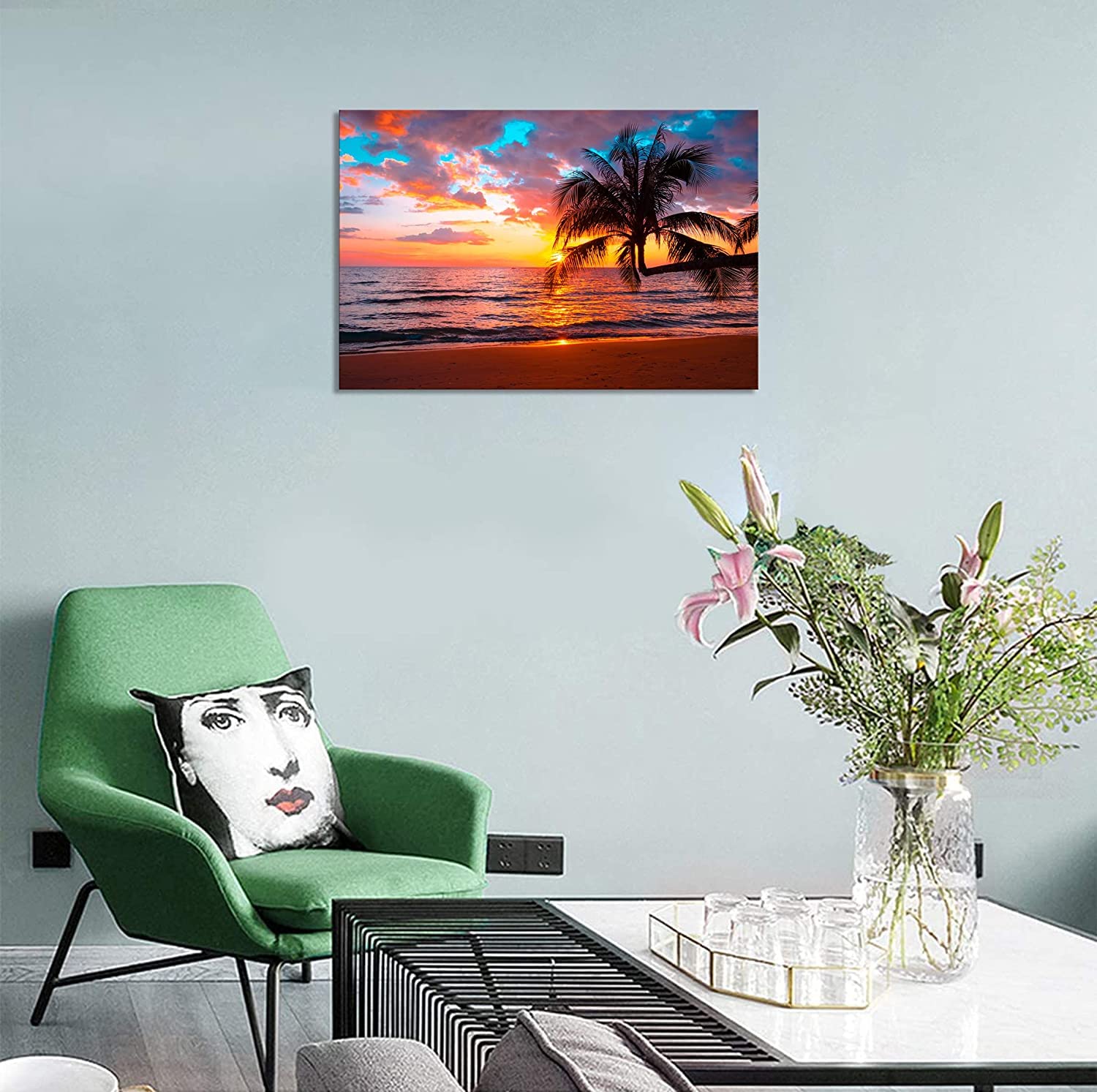 Amazon.co.jp: 海 アートパネル ポスター ビーチ 絵画 夕日 風景画 空