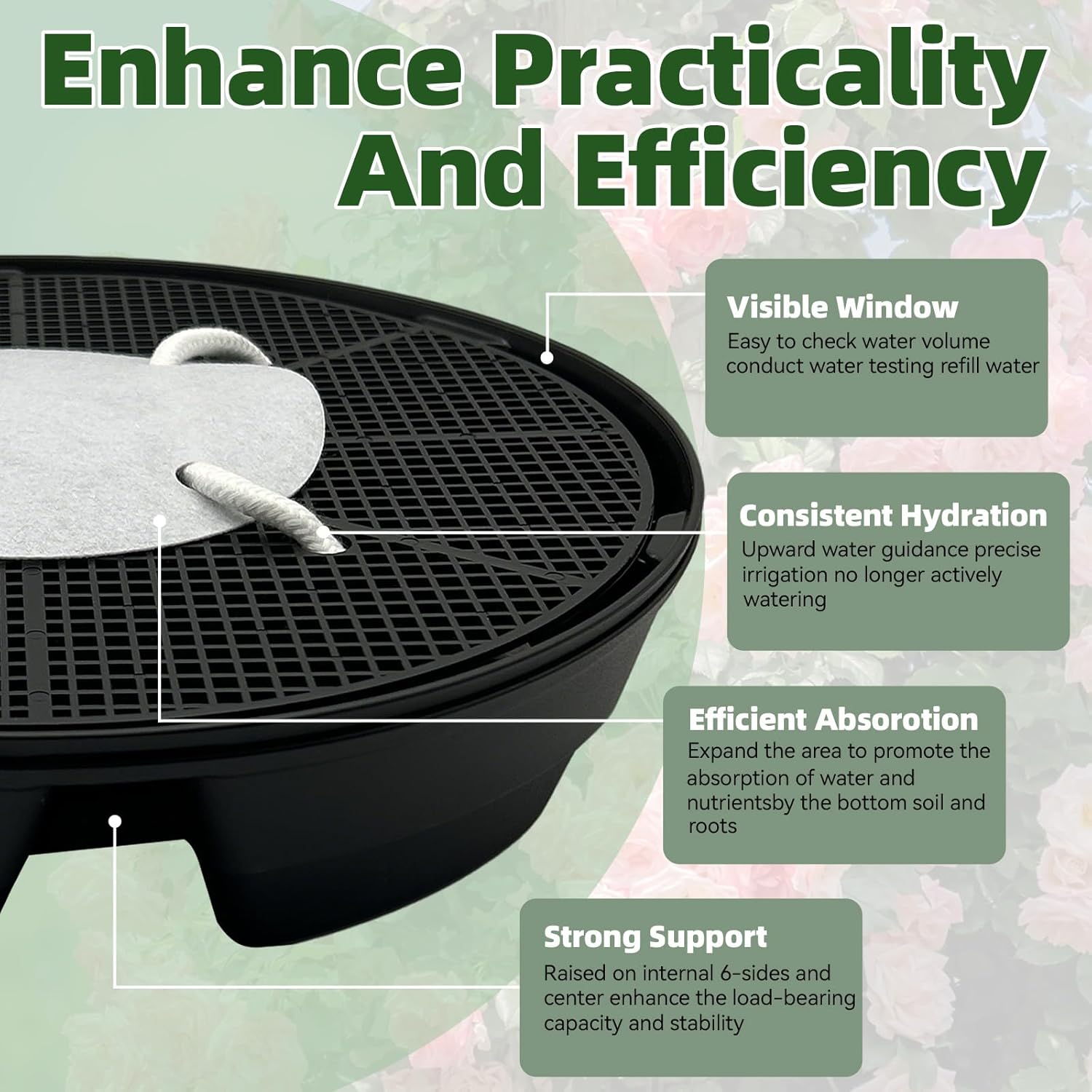 4 Pcs Self-Watering Fabric Planter Base, Auto-Irrigation System Plant Trays for 5 Gallon Fabric Planter Pots, Automatic Watering Trays for Indoor/Outdoor Grow Tents, Greenhouses, and Gardens - Image 5