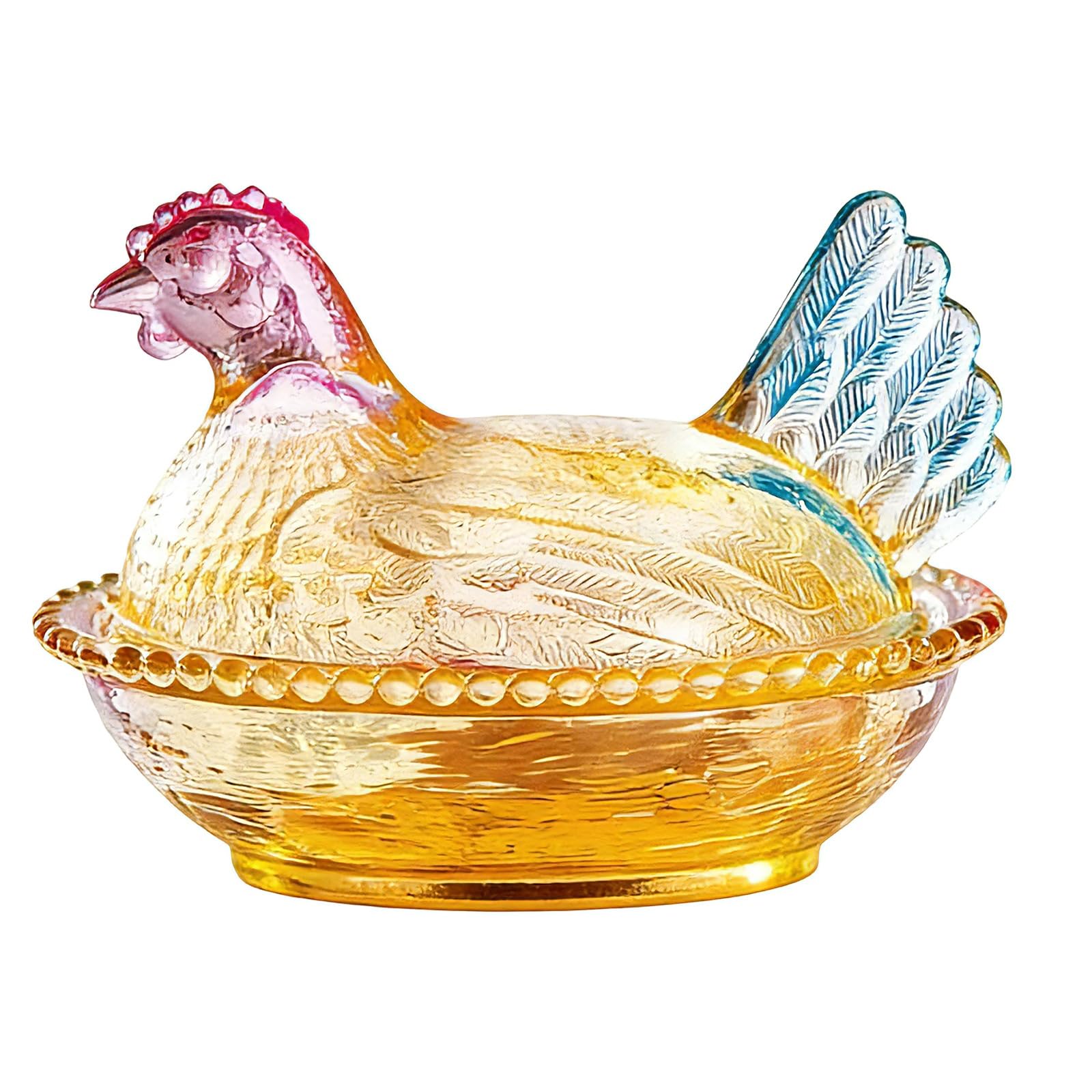 Shurhome Glass Candys Jar Hen on Nest Candy, Cookie Jars Biscuits Food Storage Container Decorative Snacks Bowl Glass Hen