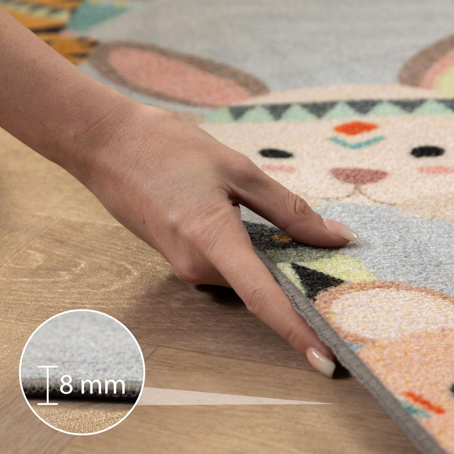 SIMPEX Tapis pour Enfants Jeu de Marelle, Gris, 80 x 120 cm, Chambre d'Enfant