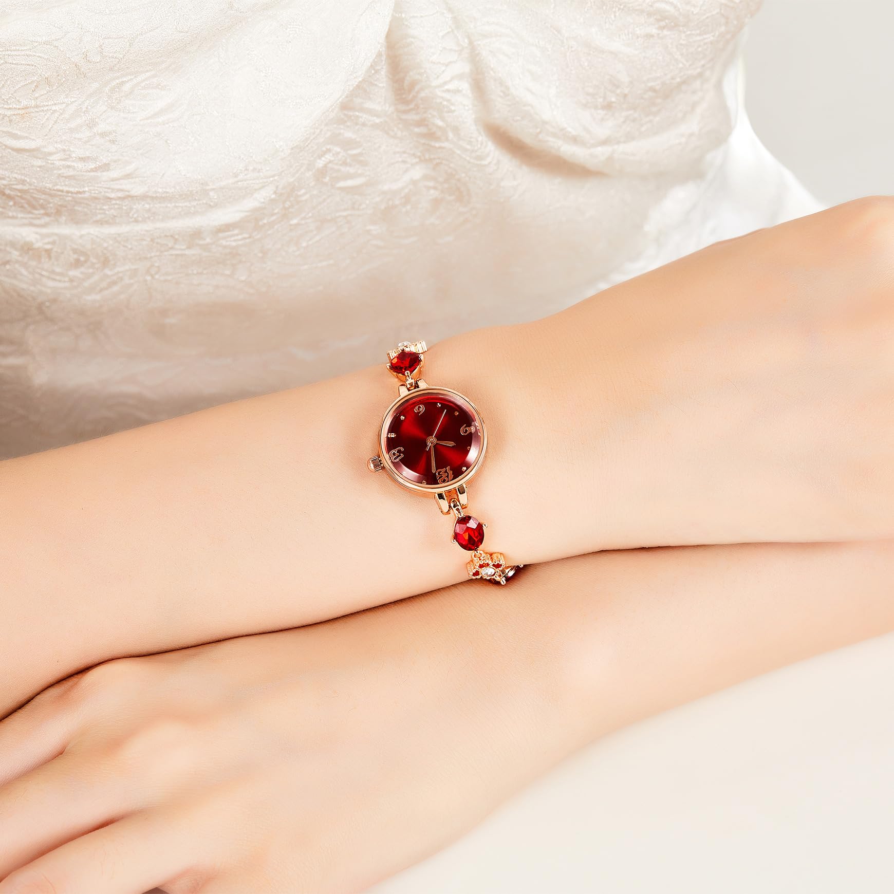 Reloj de pulsera para mujer, redondo, mini relojes para mujer, impermeables, exquisitos regalos para mujer, Rojo -, Moda 6