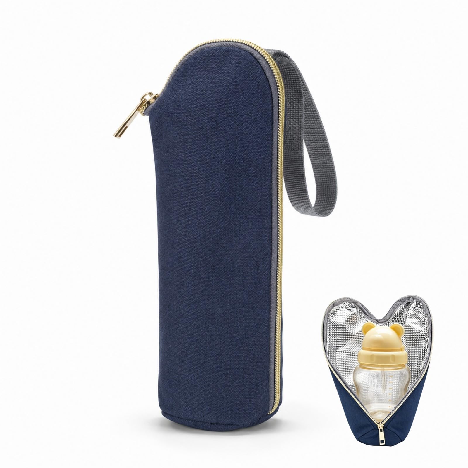 JiaYiXu 1 Pack Insulated Baby Bottle Bag, Dark Blue Milk Cooler Bottle Cooler Warmer Pouch, Baby Bottles Cooler Bag, Portable Travel Thermal Bags for Bottles