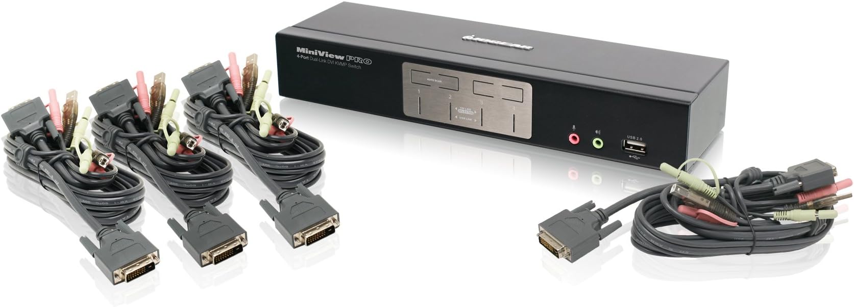 IOGEAR 4-Port Dual-Link DVI KVMP Pro Switch, w/Full Set of Cables,(GCS1204G)