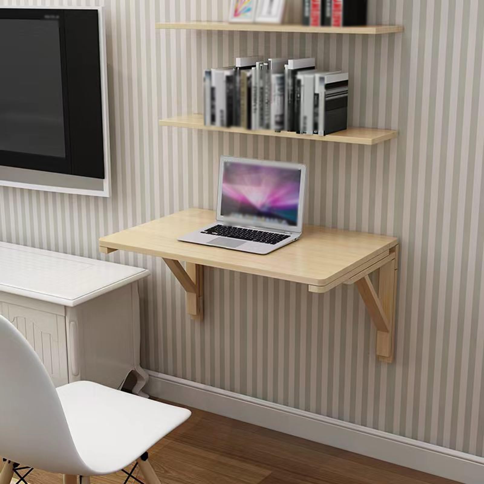 Składane biurko na laptopa, przenośna konsola do domowego biura, gabinetu, sypialni, balkonu, łazienki, kuchni (100 x 50 cm) oszczędność miejsca, regulowana wysokość