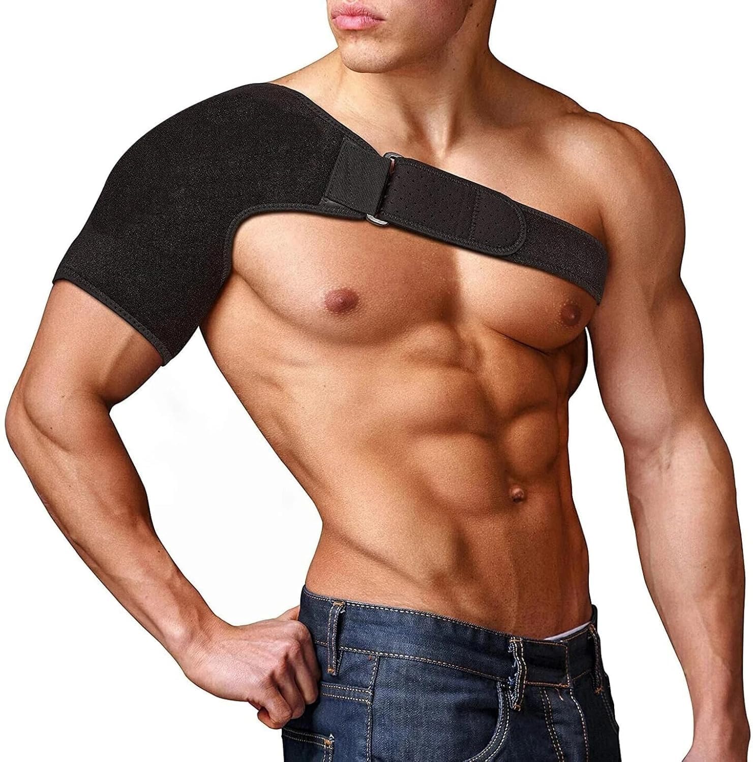 Shoulder Support Brace for Men & Women – Pain Relief & Support for Rotator Cuff, AC Joint & Dislocated Shoulder – Adjustable Shoulder Support Strap | Neoprene Foam | Universal Fit Both Left & Right Side-image-15