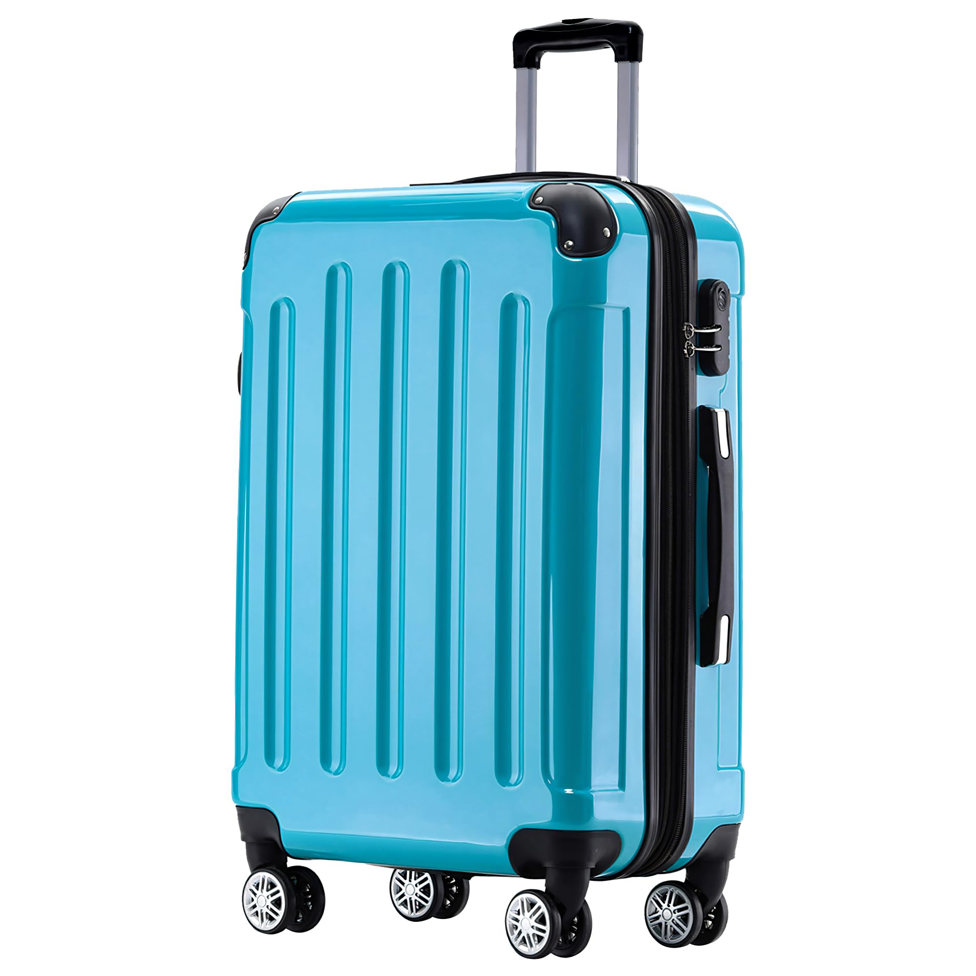 BEIBYE Zwillingsrollen 2048 Hartschale Trolley Koffer Reisekoffer Taschen Gepäck in M-L-XL-Set (Türkis, L)