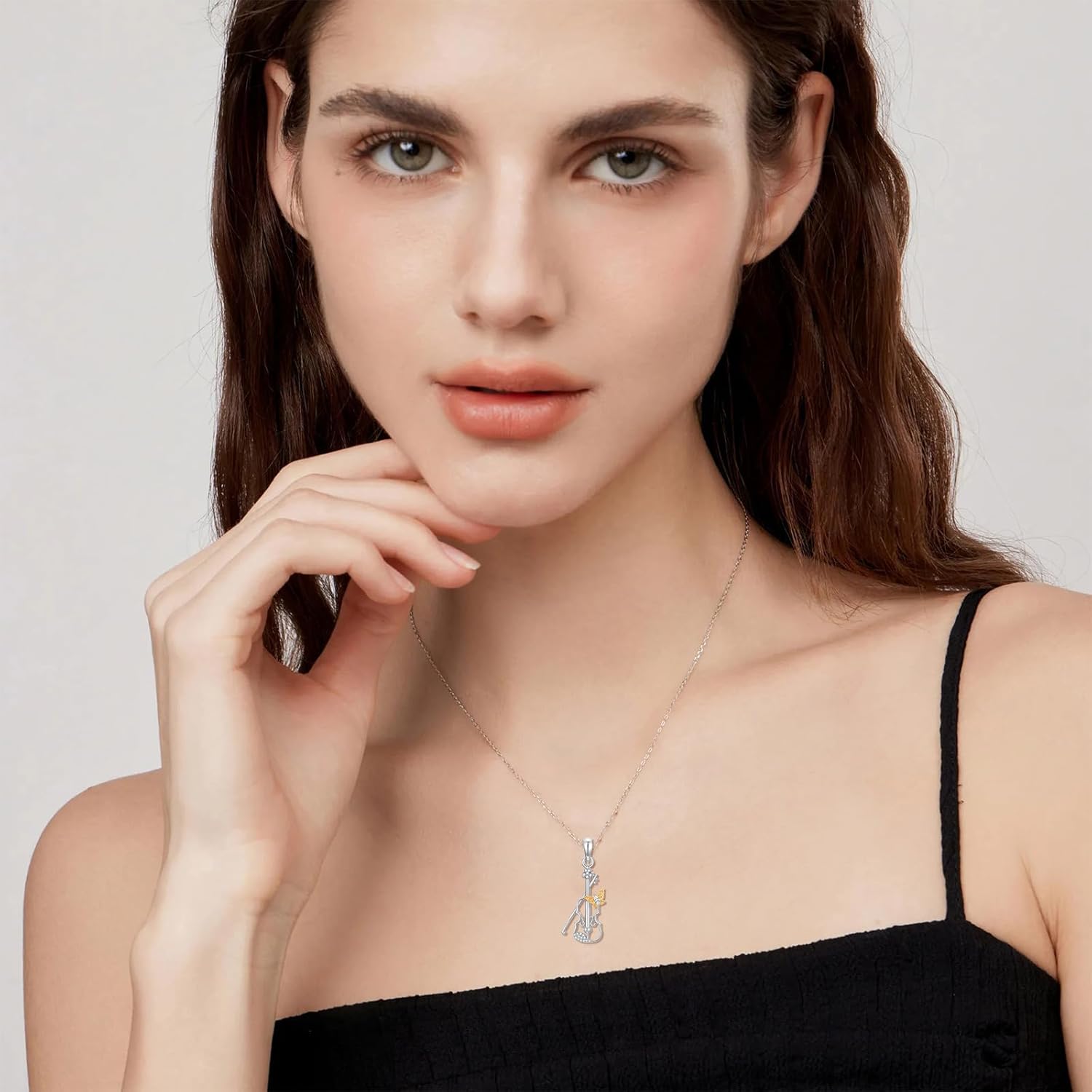 Violinist Necklace Sterling Silver Music Crystal Jewelry Saxophone Cello Violin Piano Flute Music Note Necklace Music Gifts for Women Girl Daughter - Image 4