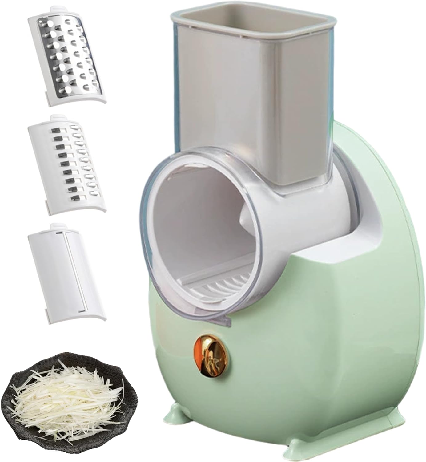 Automatic Cheese Grater Electric Electric Cheese Grater Detachable Automatic with 3 Different Shapes Blades USB Rechargeable for Fruits, Vegetables