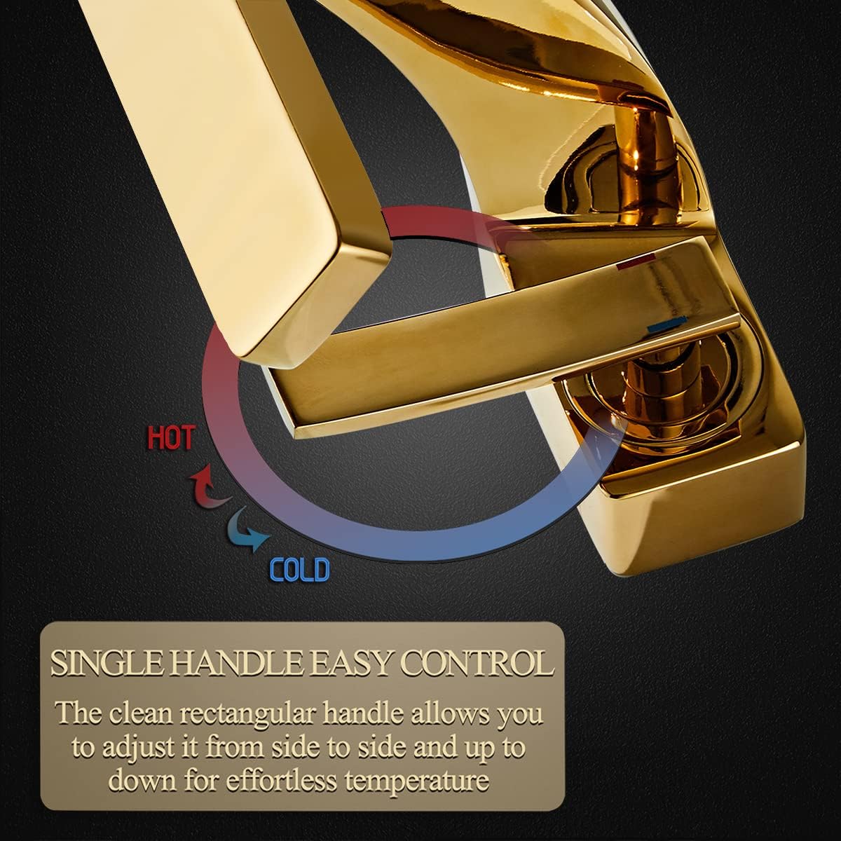 becola Single Hole Bathroom Sink Faucet, Single Handle Hot and Cold Water Mixer Tap, Lavatory Vanity Sink Faucet Including Two US Standard 3/8" Hoses-(Gold) - Image 4