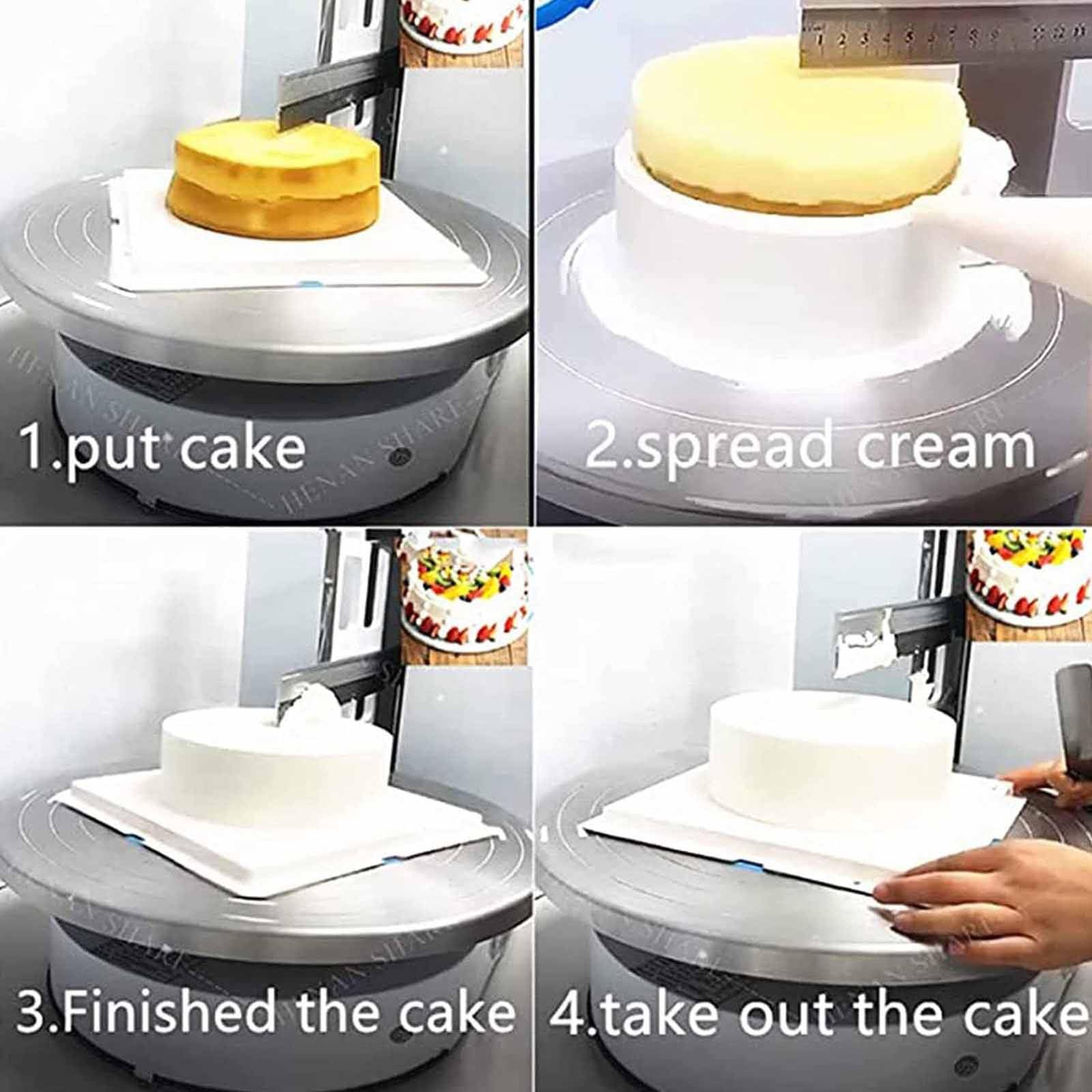 Macchina per lisciare la crema per torte di compleanno, macchina per spalmare e riempire la crema per torte rotonda da 4-12 pollici, adatta per strumenti di cottura del negozio di dolci (Pink )