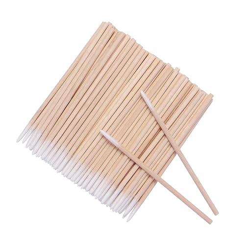 Miniatura 6 de 1200 Uds. Uñas de madera de algodón hisopo de limpieza de 2.8 in Microbrush pestañas Sticks Tip Ear Toothpick Maquillaje Palillos de cejas Pegamento
