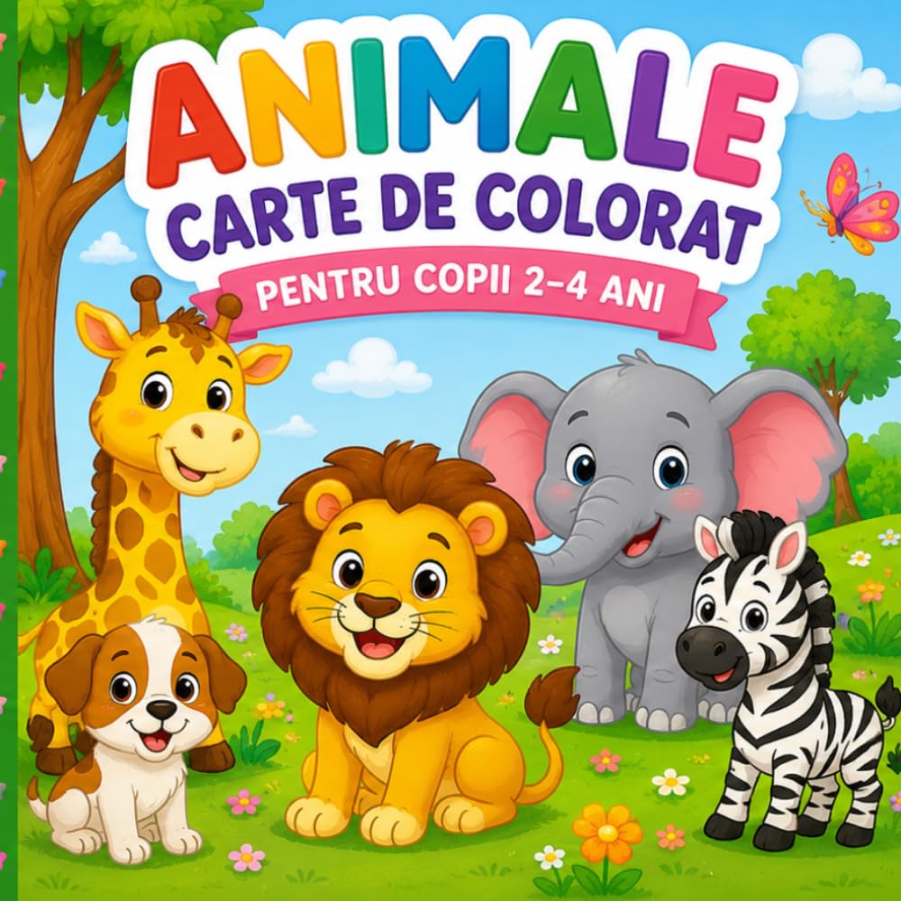 Animale Carte de Colorat pentru Copii 2–4 Ani: Animale drăgălașe și imagini mari pentru mânuțe mici