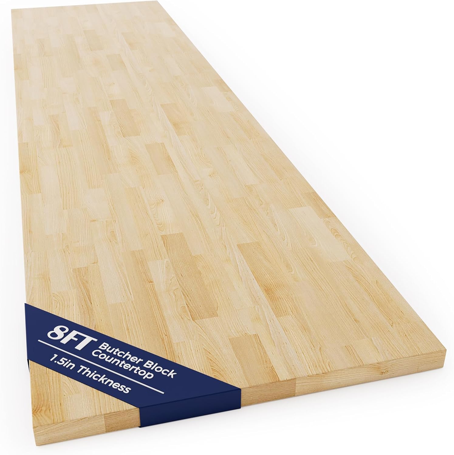 Solid Wood Butcher Block Countertop - Unfinished Birch Slab Counter Top Wooden Table Top for DIY Kitchen Island, Workbench, Washer Dryer, Coffee Bar Table, 98"x25"x1.5", 8FT