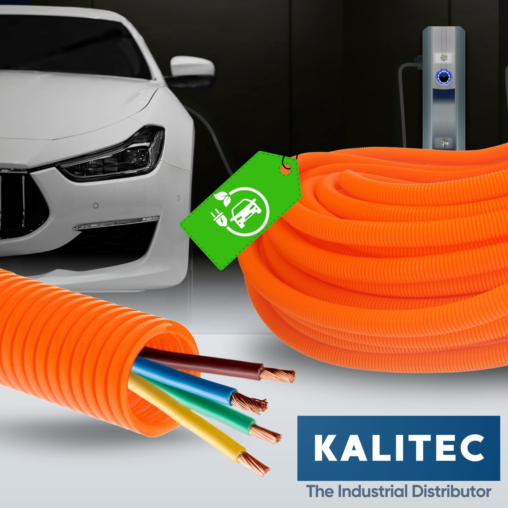 Kalitec 50m Tubo Corrugato PPmod NW 22 Arancione - Protezione Cavi Vuoto | Guaina flessibile in polipropilene per impianti elettrici, resistente alle sollecitazioni meccaniche e polvere