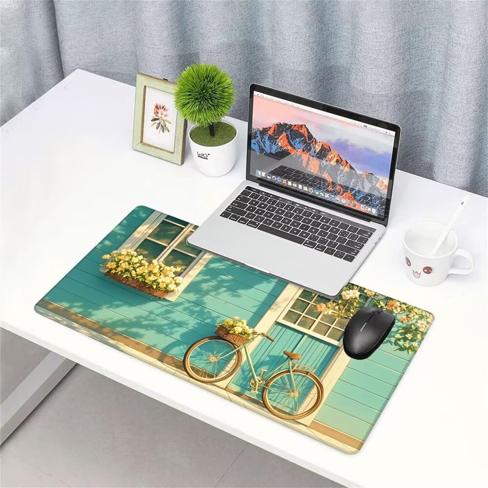 Tappetino Scrivania bicicletta, Tappetino Gaming 1000x500x3mm Mouse Pad blu Tappeto Mouse, Accessori Gaming, Ufficio Accessori, Migliora la Precisione e la Velocità, per Ufficio e Casa f-499