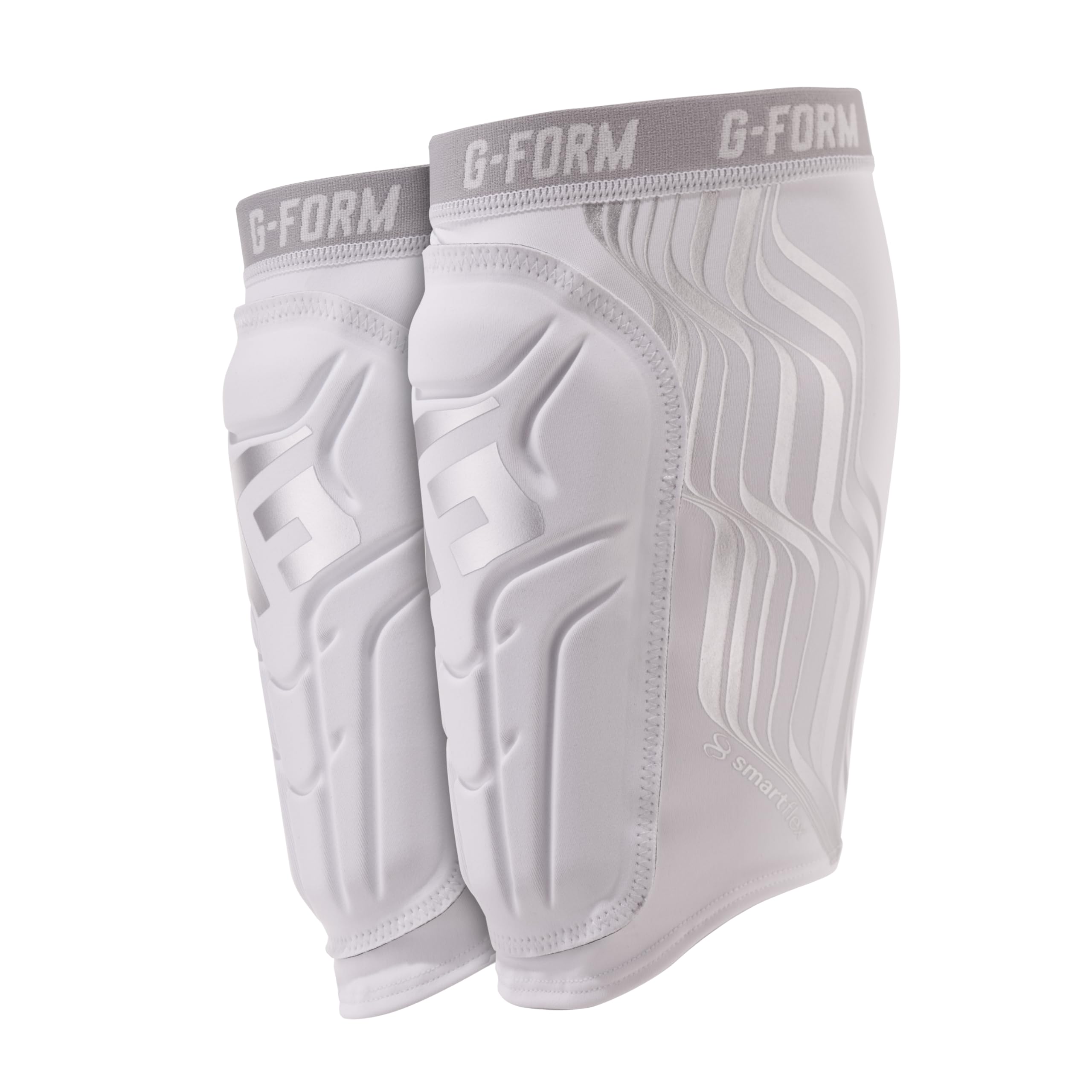 G-Form V2 Soccer Shin Guards, White/Platinum, Adult XL