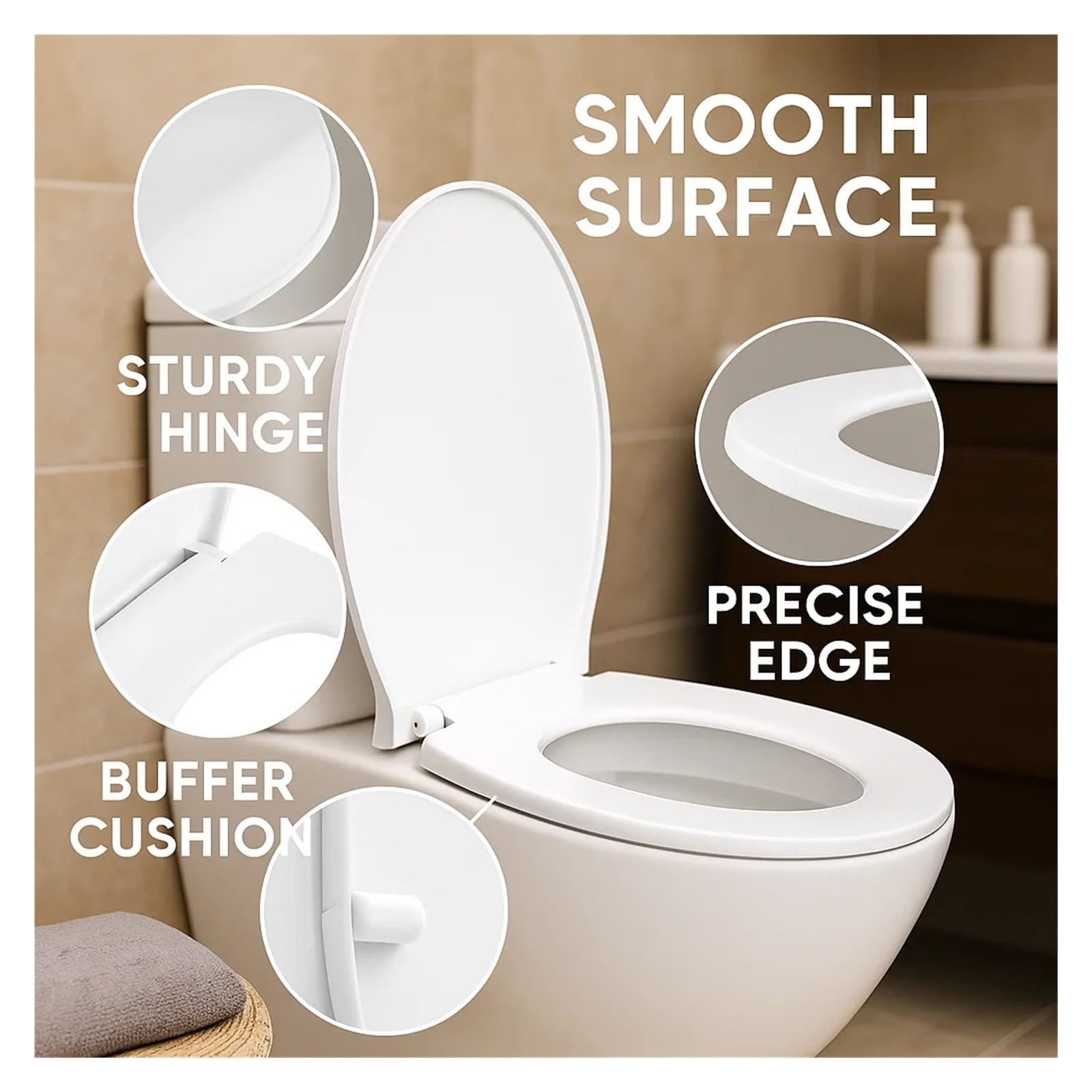 Sedile WC A Chiusura Lenta Facile Da Installare, Universale, Adatto Ai Standard Robusto E Confortevole