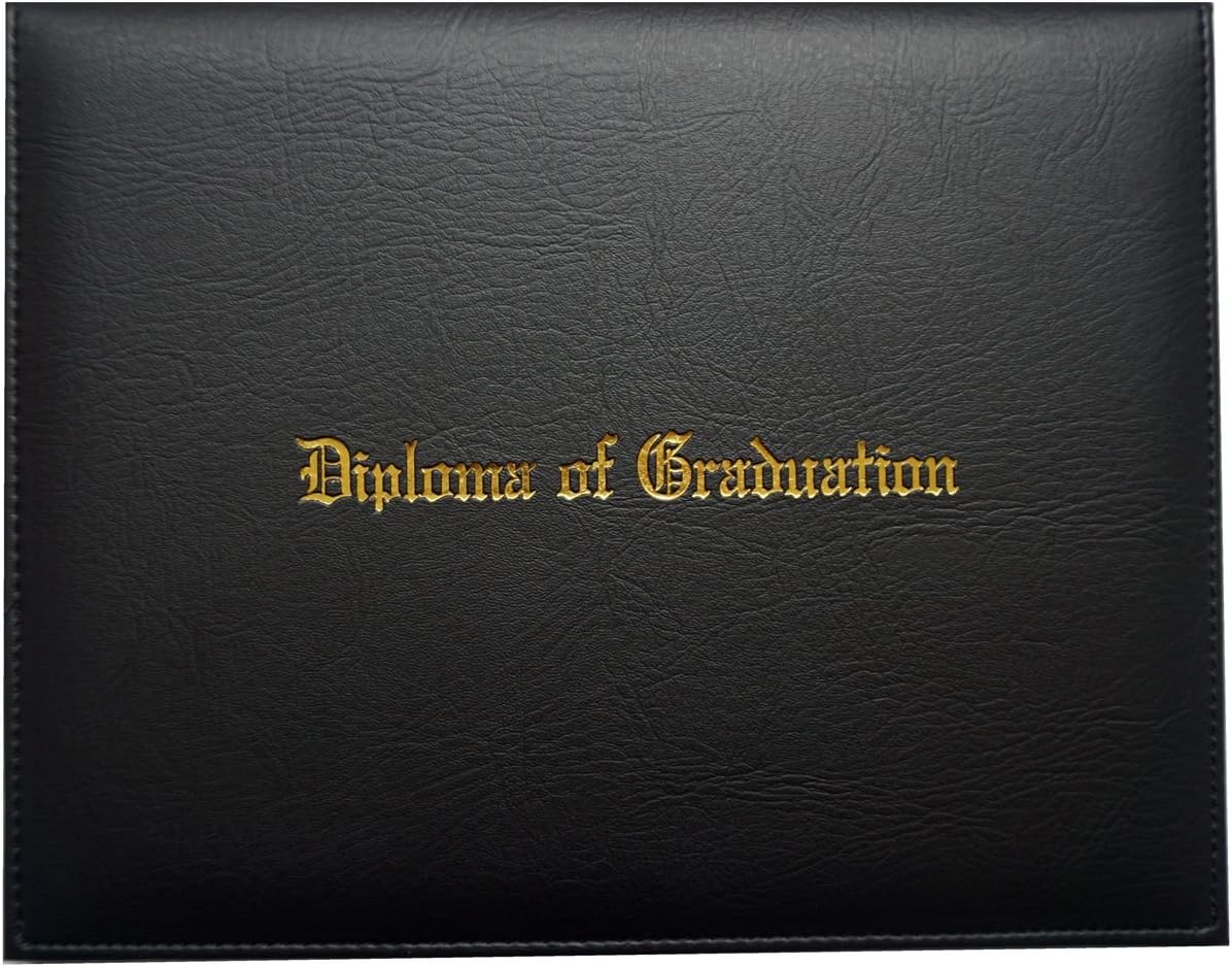 Grad Days Certificate Cover Imprinted Diploma Of Graduation Faux-leather Diploma Holder 8.5" x 11" (Black)
