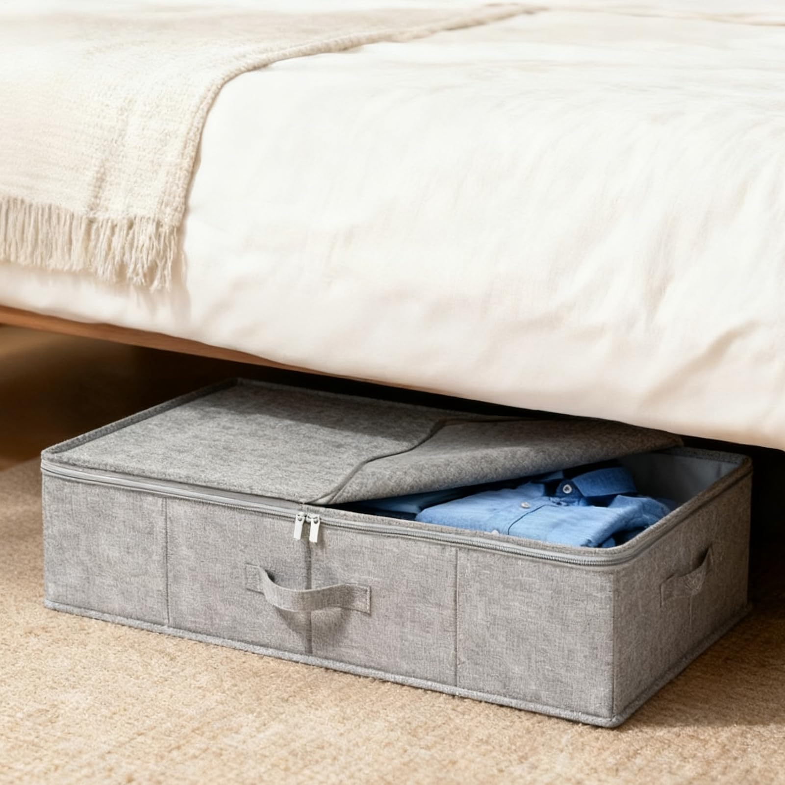 Almacenamiento Bajo La Cama 2 Piezas Organizador de Dormitorio Plegable | Bolsas De Almacenamiento Plegables Para Debajo De La Cama Para Mantas Edredones Ropa Suéteres Almohadas Y