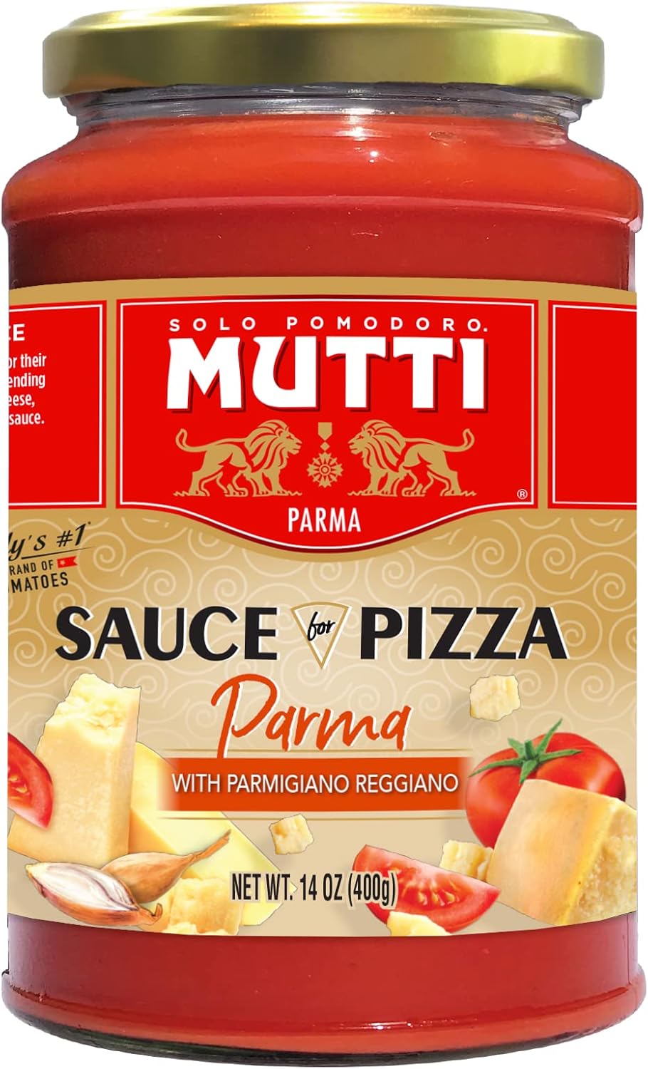 Mutti Positano Sauce for Pizza with Parmigiano Reggiano Cheese, 14 oz.| Pack of 6 | Tomato Sauce for Pizza | Vegan Friendly & Gluten Free