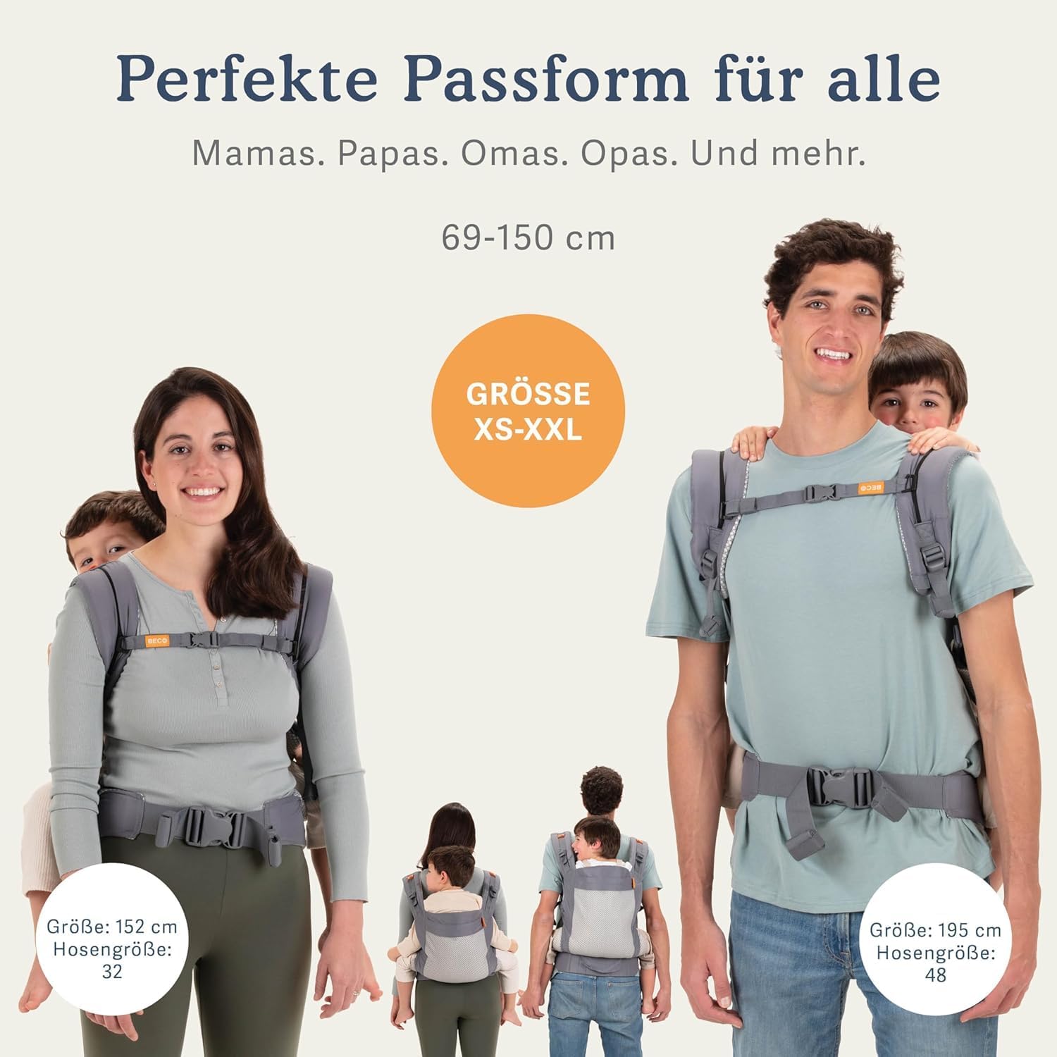 Beco Toddler Cool Babytrage & Kindertrage (24-48 monate)- Atmungsaktive 3D-Performance-Mesh Trage Kleinkind, Hüftfreundlich mit 2 Tragepositionen: Bauchtrage & Rückentrage (Dunkelgrau)