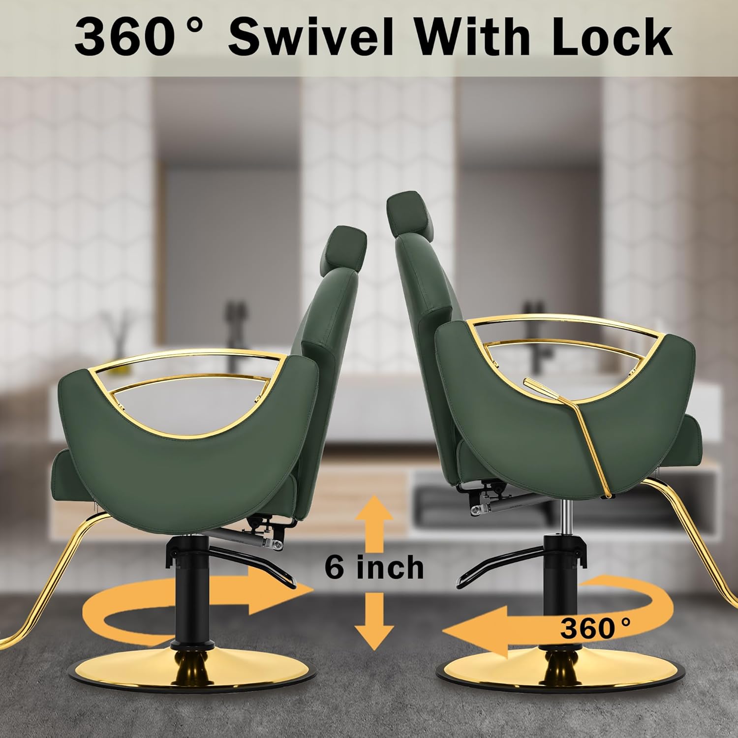 Salon Chair for Hair Stylist Reclining Barber Chair Styling Chair for Hair Stylist 360° Swivel Adjustable Headrest Hydraulic Hair Armchair for Hairdressers Home