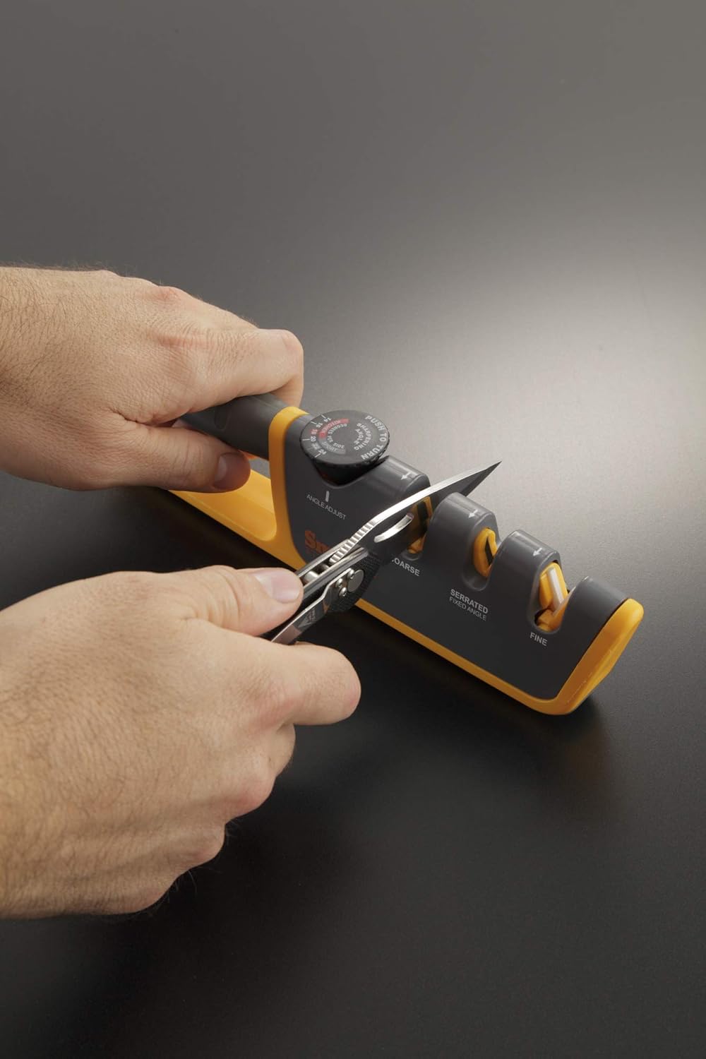 Smith's 50264 Adjustable Manual Knife Sharpener Grey/Yellow & CCKS 2-Step Knife Sharpener : Everything Else