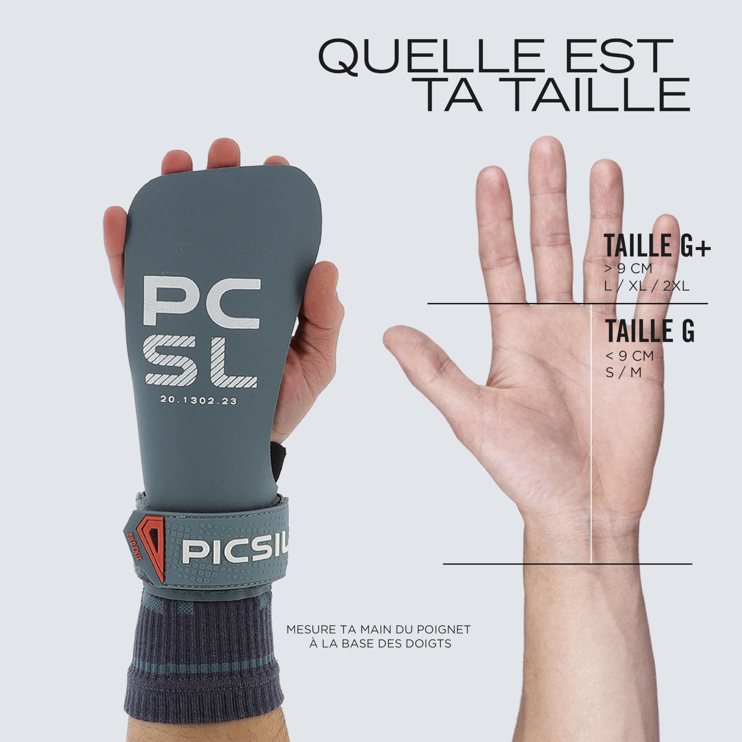 PICSIL - Maniques Phoenix, Grips Professionnel Sains Magnésie, avec Étui et Protège-Poignets Inclus, pour Cross Training, Calisthenics, Musculation, Fitness