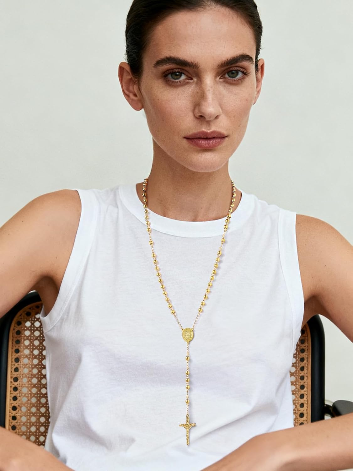 PROSTEEL Gold Virgin Mary Rosary Beads Necklace for Women, Stainless Steel Tarnish-Resistant Catholic Prayer Y-Necklace with Crucifix Cross, Gift Box & Prayer Card Included - Image 7