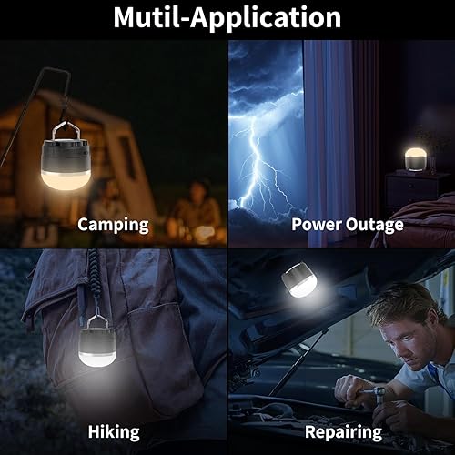 Miniatura 7 de Luces LED RGB recargables para campamento, luz de tienda de campaña con 13 modos de iluminación y banco de energía, IP65 ultra impermeable a prueba