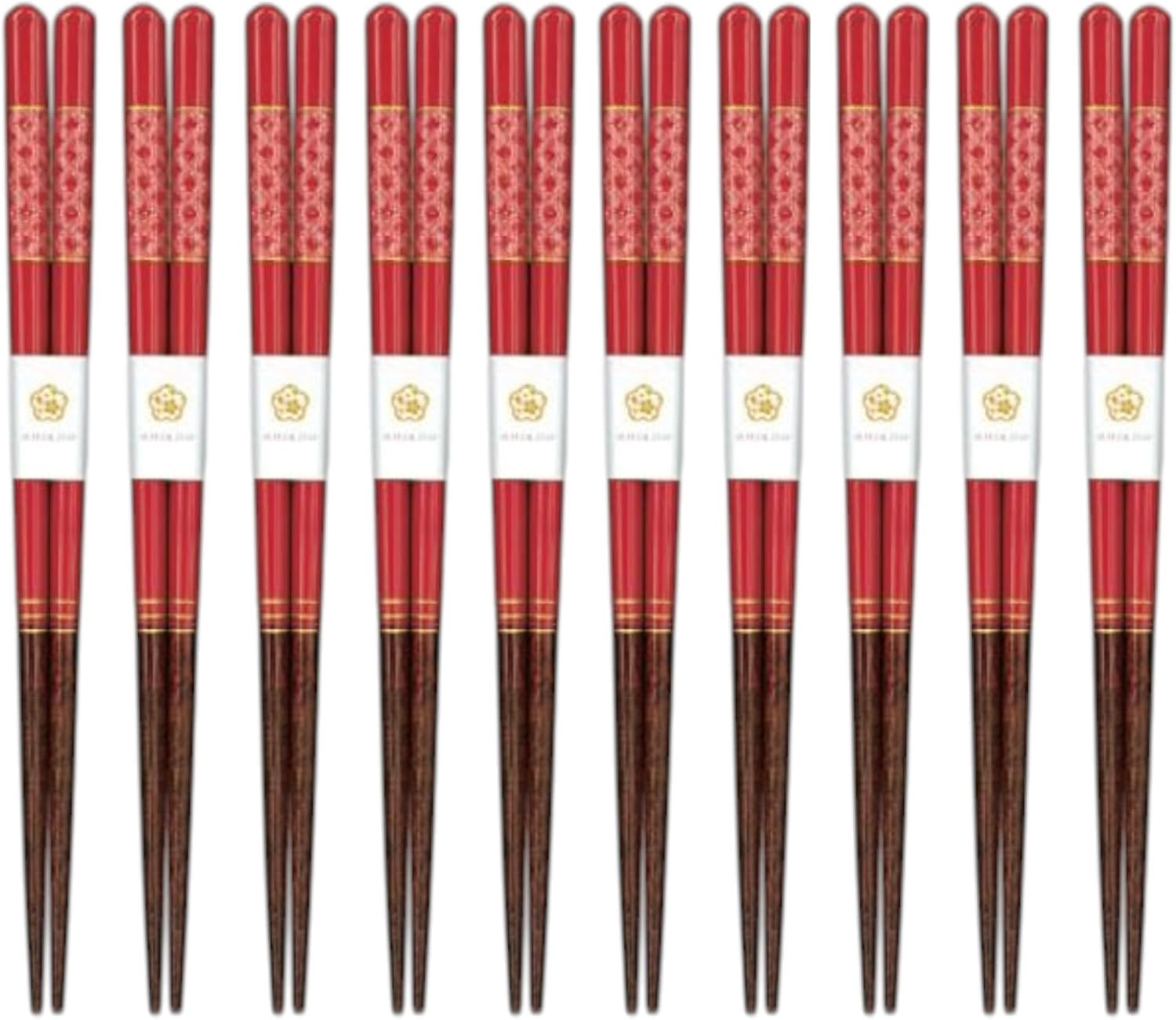 J-kitchens Chopsticks, Set of 10, Lunch, Picnic, Excursions, Sports Events, Guests, Wooden, Cloisonné, Red, 7.1 inches (18.0 cm), Dishwasher Safe, Made in Japan