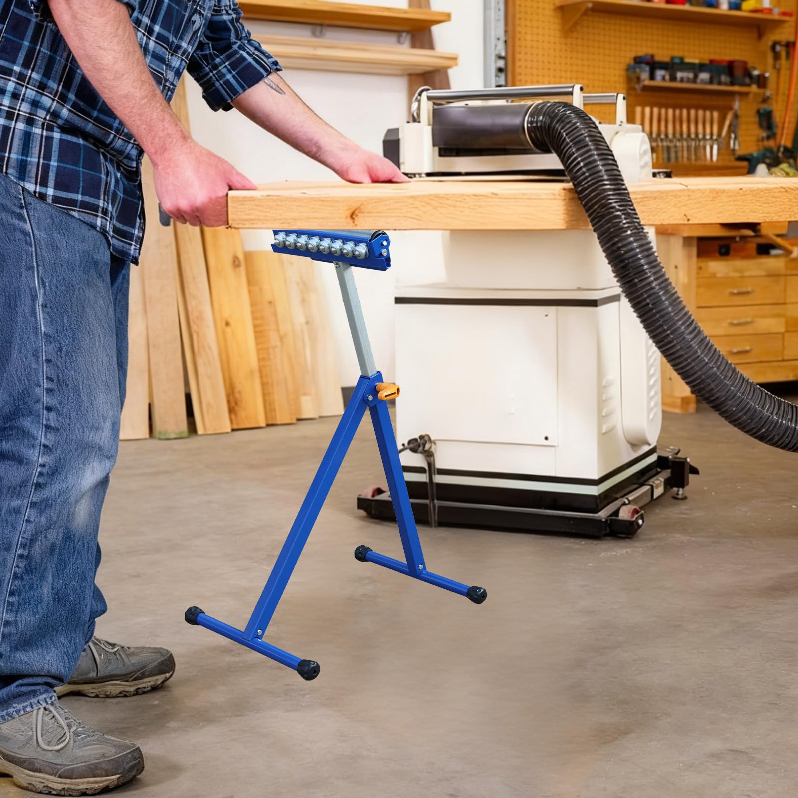 SoonTools 3-in-1-Rollenständer Für Die Holzbearbeitung, 60kg Tragfähigkeit, | Höhenverstellbar 68-112 cm, Robuster Klappständer Aus Edelstahl, Für Tischsäge, Gehrungssäge