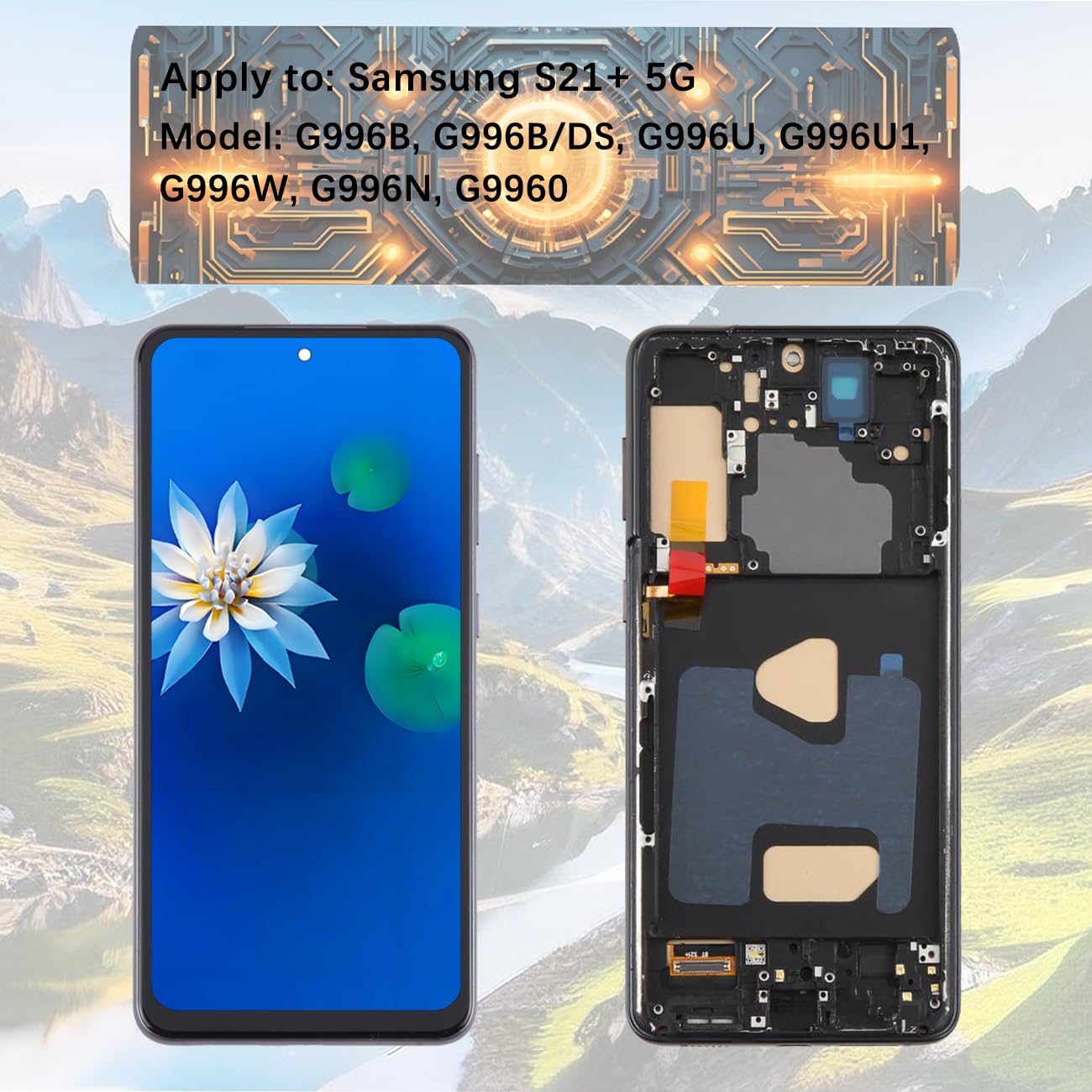 H&LYCYJ Pantalla de visualización para Samsung Galaxy S21 Plus 5G TFT G996B G996B/DS G996U LCD Kit de repuesto de pantalla (Negro con marco, Sin huellas dactilares)