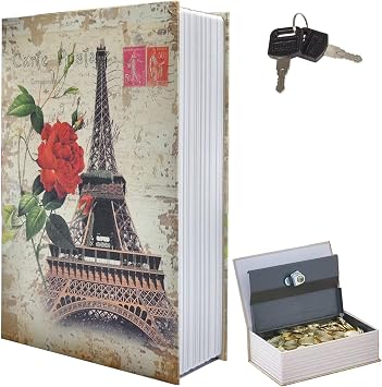Decorative Book Safe Lock Box, Vintage Diversion Hidden Safe Faux Book Box | Vintage Stash Box Secret Book Safe Storage Box Lock Box for Home Office Cafe Bookshelf Decorations9.5"6"2.2"