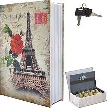 Paris Book Safe Box with Combination Lock, Diversion Safe Vintage Faux Book Hidden Safe for Decoration, Secret Storage Box for Home Office Café Bookshelf Decor (9.5"×6"×2.2")
