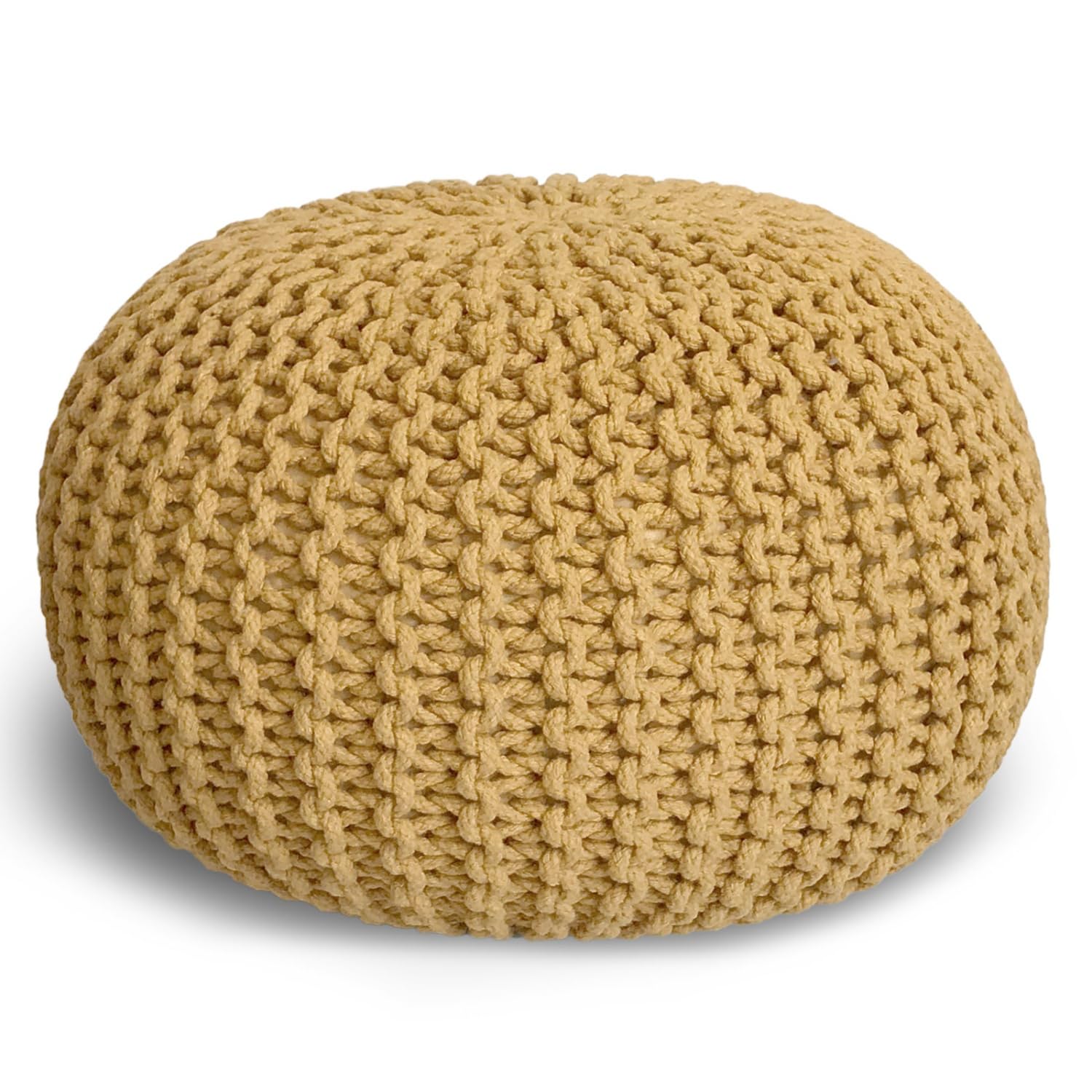 Casamia Pouf Ø 55 Pouf a maglia, 45 cm, per interni, diametro 55 cm, colore giallo