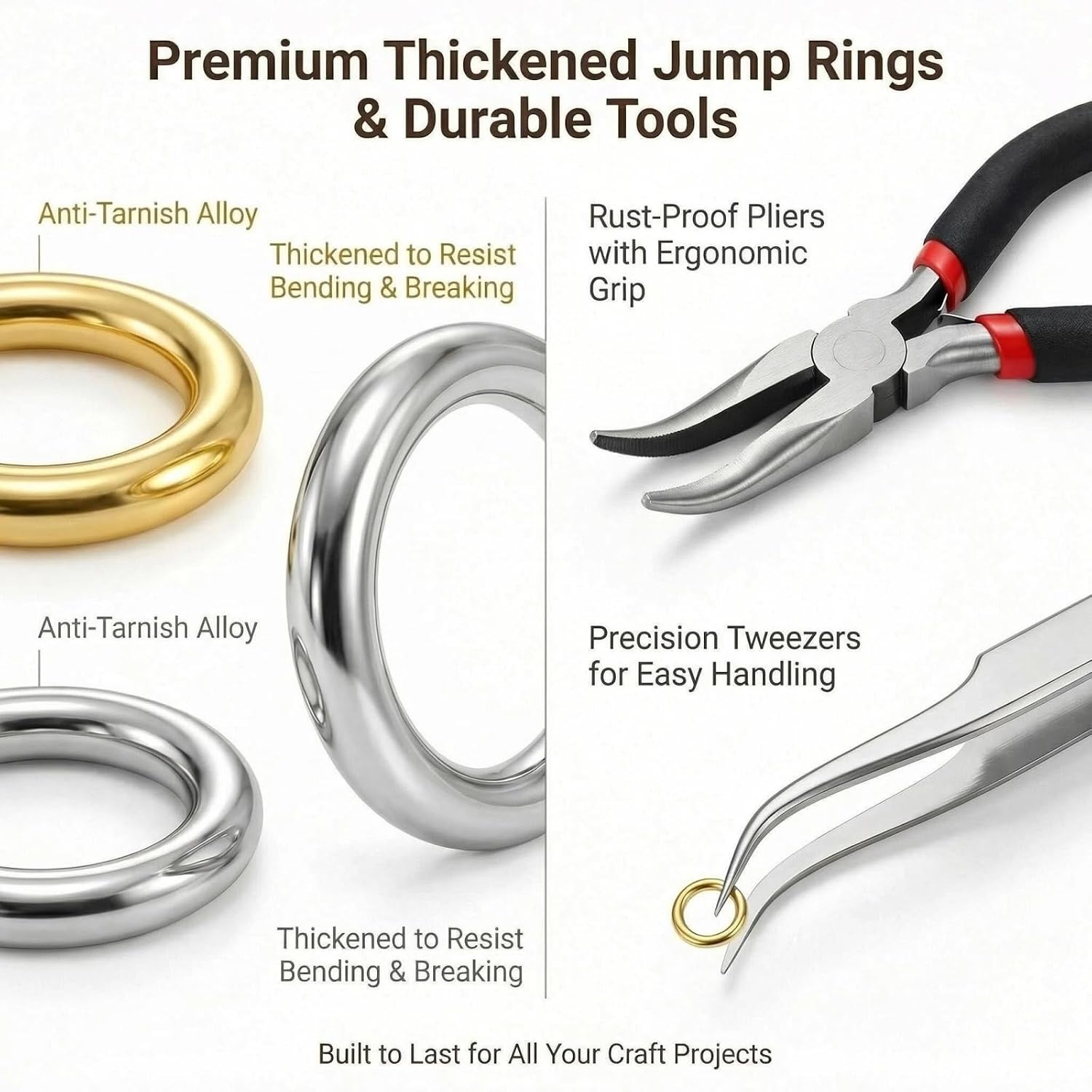1200Pcs Small Open Jump Rings Jewelry Making Supplies with Pliers, Opener & Lobster Clasps, Jewelry Repair Kit Tools for Fixing Necklaces & Bracelet, Gold Silver Ring for Necklace & Charms