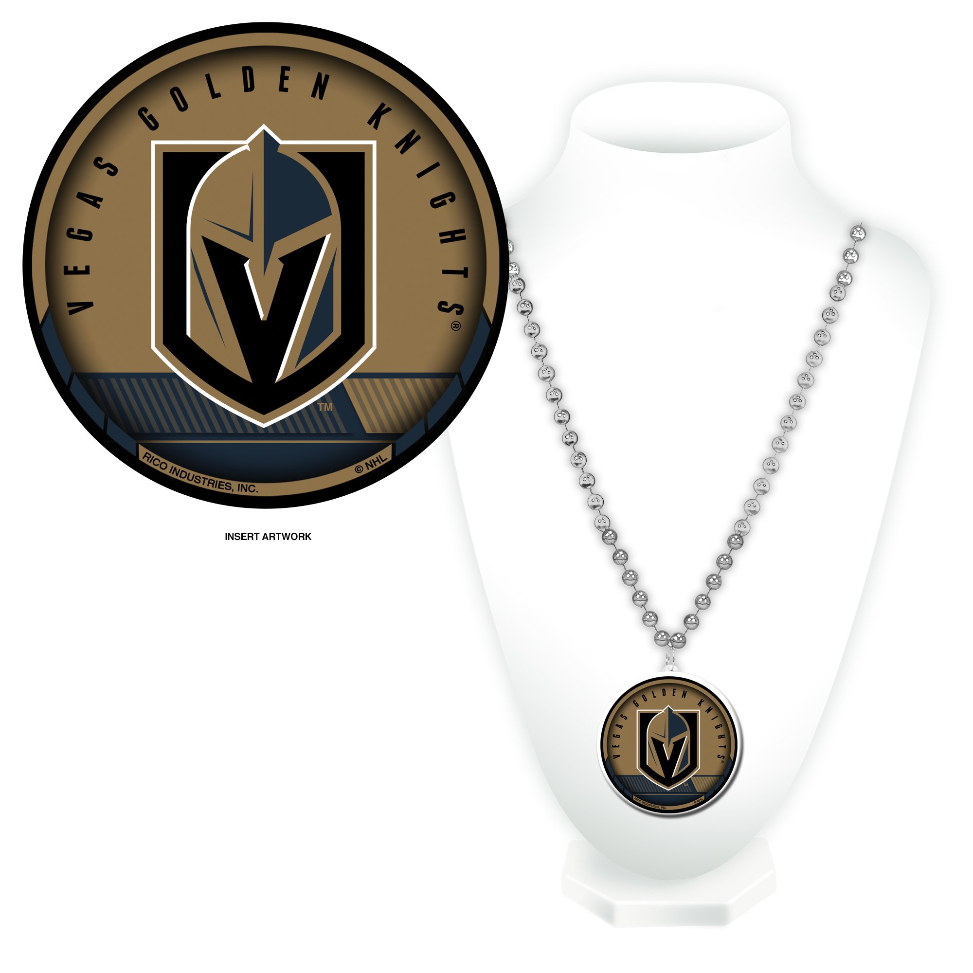 Rico Industries NHL Vegas Golden Knights Team Logo Mardi Gras Style Beads