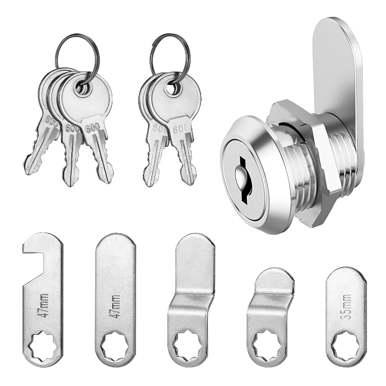 Cerradura Buzon 16mm, Cerradura de Buzón con 5 Placas Diferentes y 5 Llaves, Cierres Seguridad, Cerradura Universal de Seguridad, Cerradura de Levas, para Taquilla, Puerta de Armario