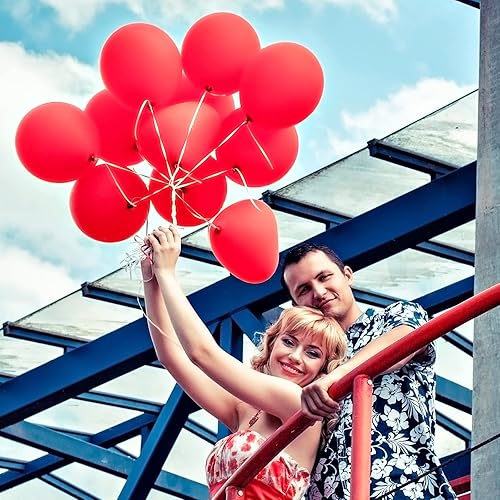 Miniatura 5 de OWill 120 globos rojos de látex de 12 pulgadas, calidad de helio para cumpleaños, baby shower, boda, fiesta, suministros de Halloween, arco de