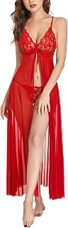 BROIDEN Women's Net Lace Long Babydoll Lingerie for Honeymoon Nightwear Price In India