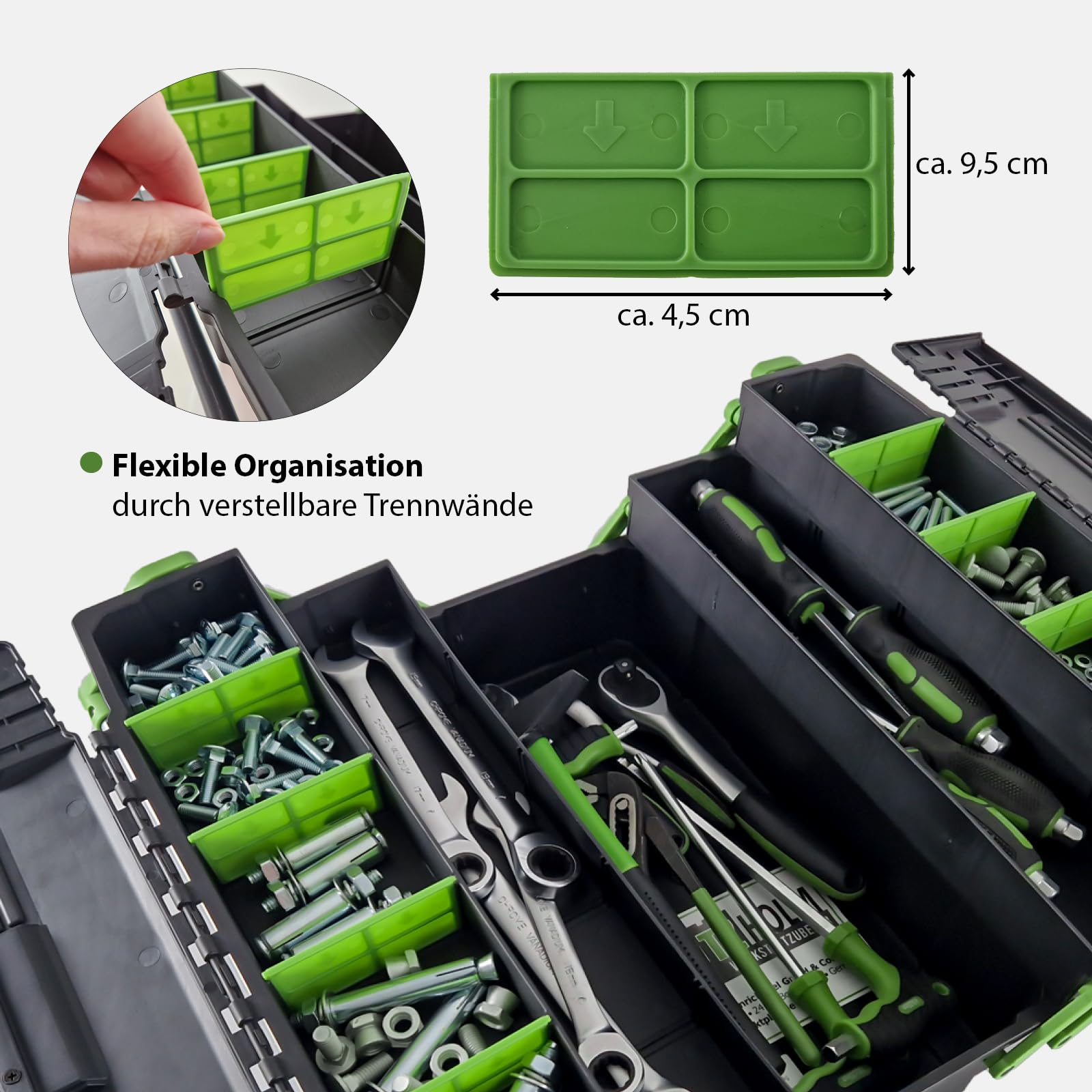 TRUTZHOLM Werkzeugkiste Werkzeugbox Werkzeugkoffer Werkzeugkasten Werkstattkiste Toolbox Organizer für Kleinteile Mehrzweckkoffer leer ca. 48x24x21 cm Aufbewahrungsbox