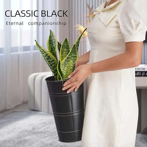 Miniatura 5 de Notakia Jarrones grandes de metal galvanizado de 12 pulgadas para flores cortadas para decoración del hogar y decoración de mesa de boda (juego de 4