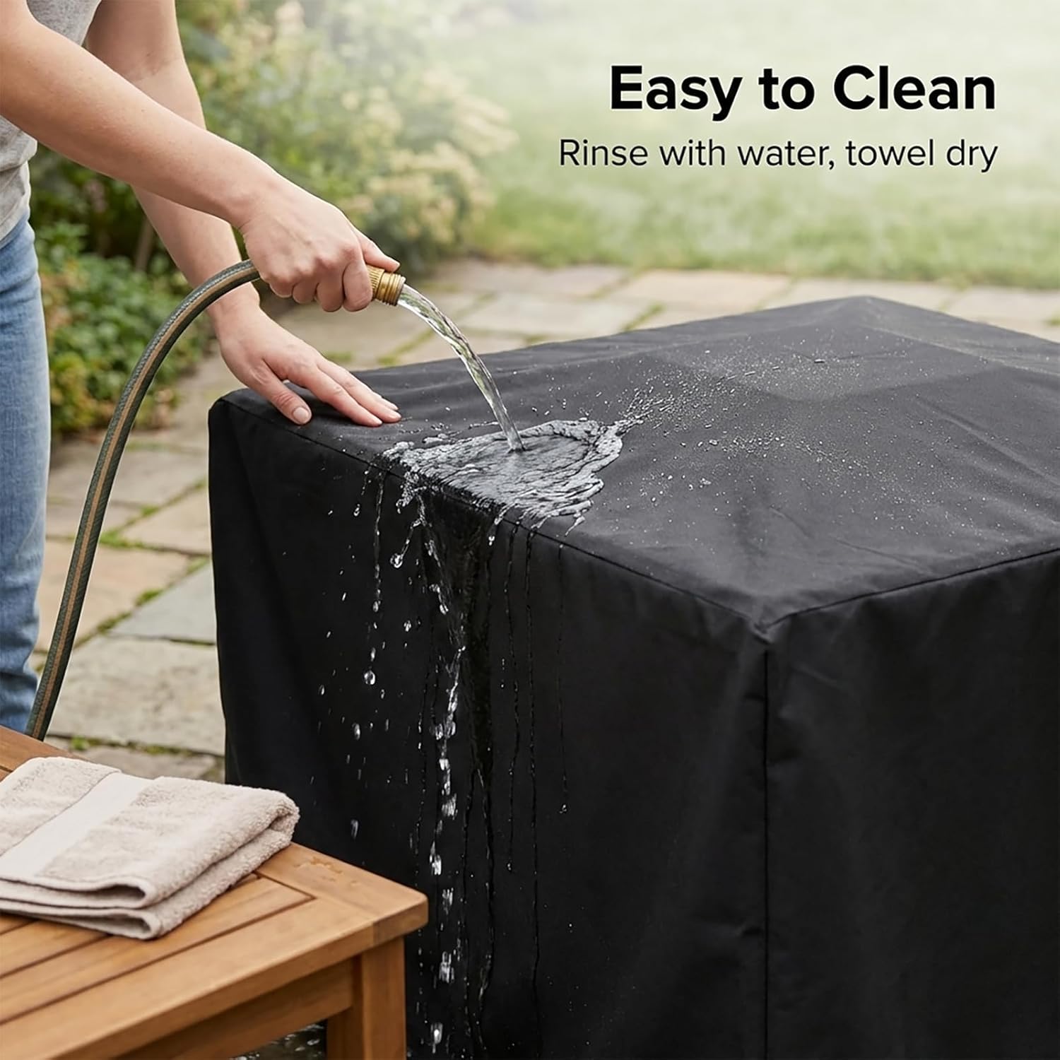 WOMACO Heavy Duty Square Patio Fire Pit/Table Cover, Waterproof Outdoor Furniture Cover (36" x 36" x 20", Black)